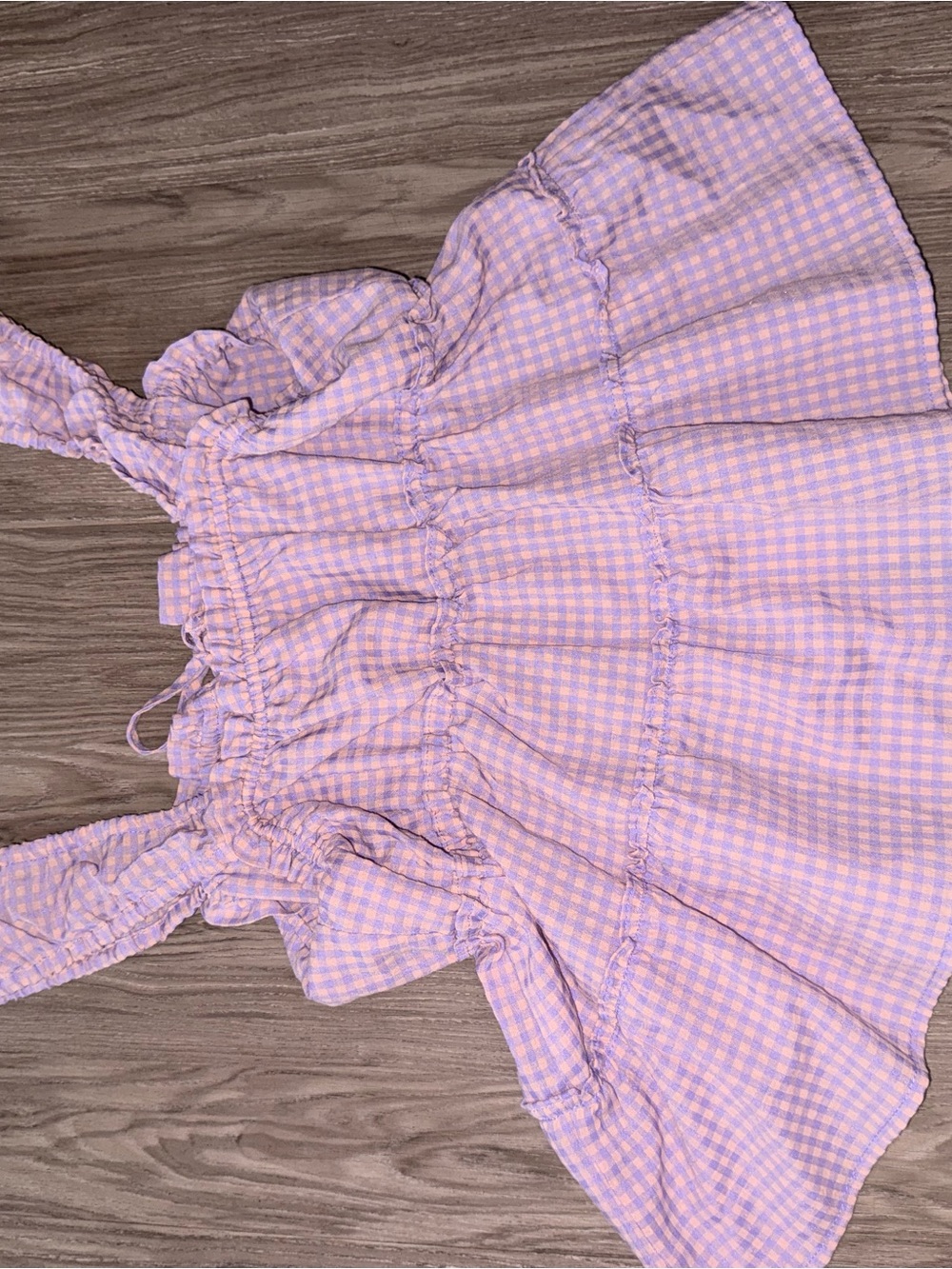 Rewind Lavender Gingham Ruffle Tank - Picture 4 of 5